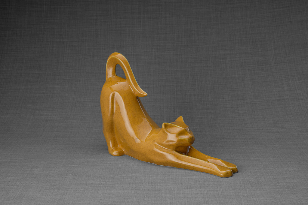 Katzenurne für Asche "Anmut" – Gelb | Keramik