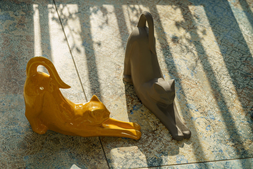 Katzenurne für Asche "Anmut" – Gelb | Keramik