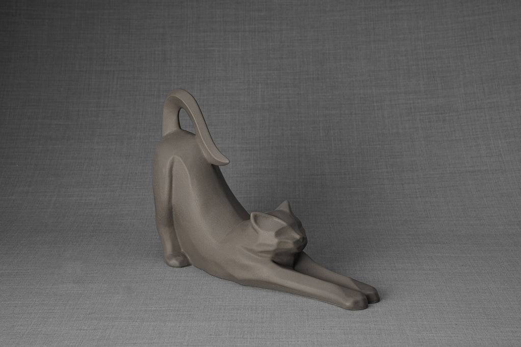 Katzenurne für Asche "Anmut" – Grau Matt | Keramik