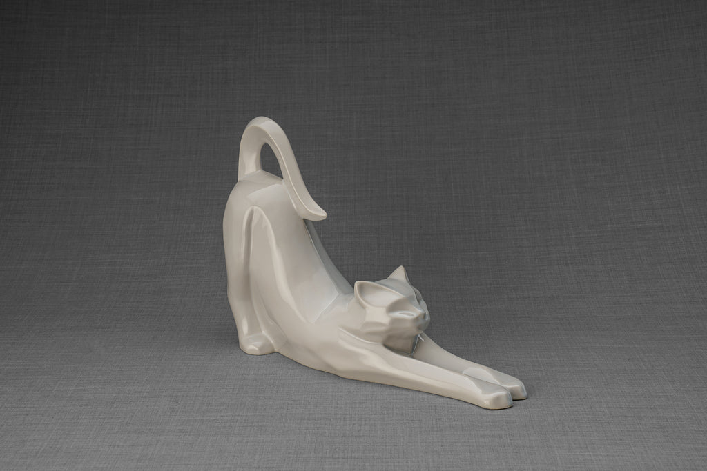 Katzenurne für Asche "Anmut" – Weiß | Keramik