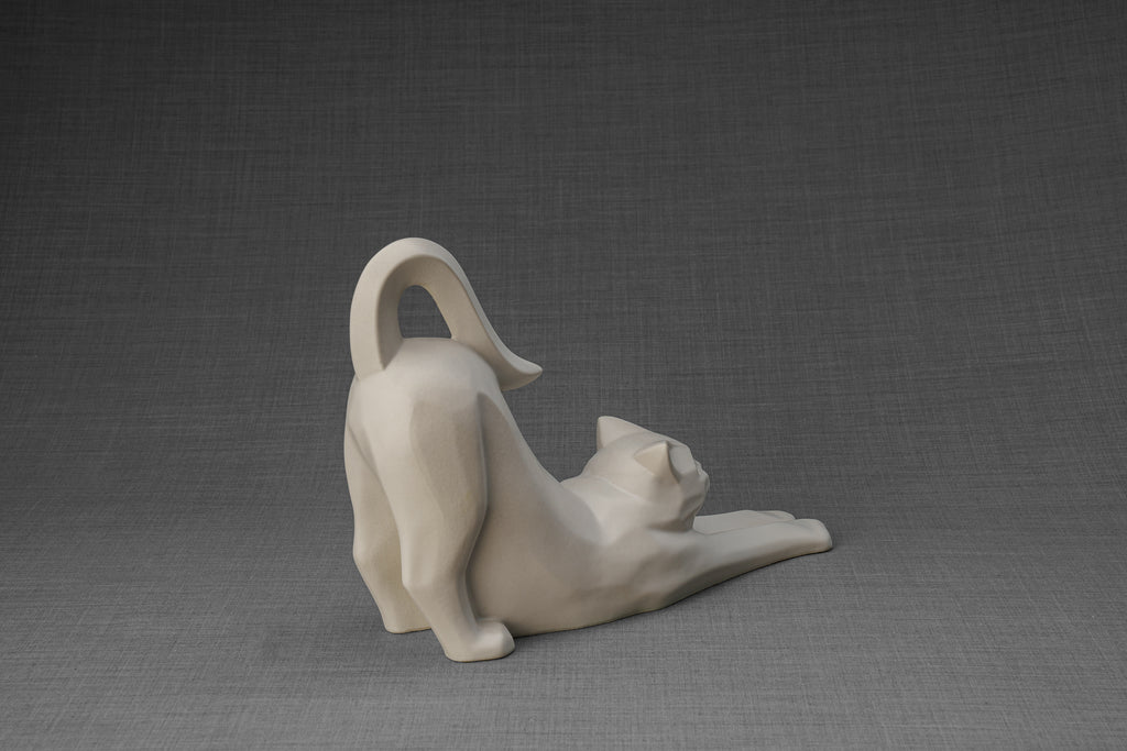 Katzenurne für Asche "Anmut" – Weiß Matt | Keramik