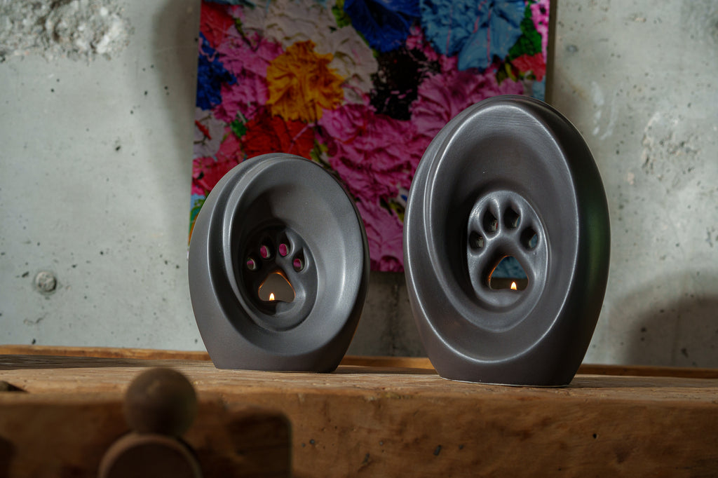 Große Pfote mit Teelicht - Haustier Urne für Asche -  Keramik | Handgemacht