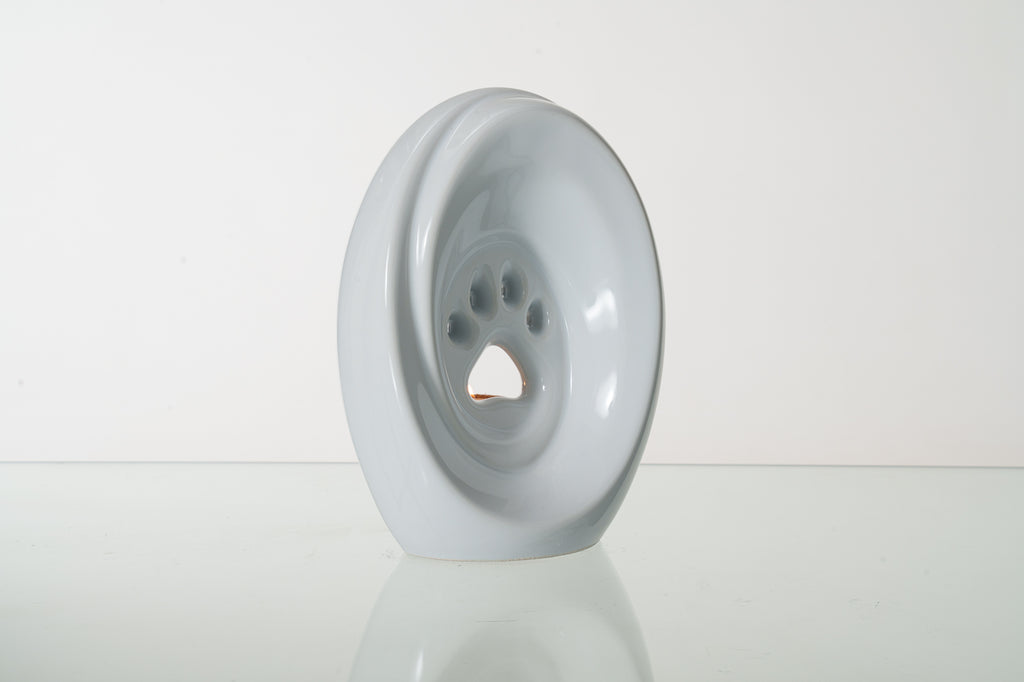 Große Pfote mit Teelicht - Haustier Urne für Asche - Weiß | Keramik | Handgemacht