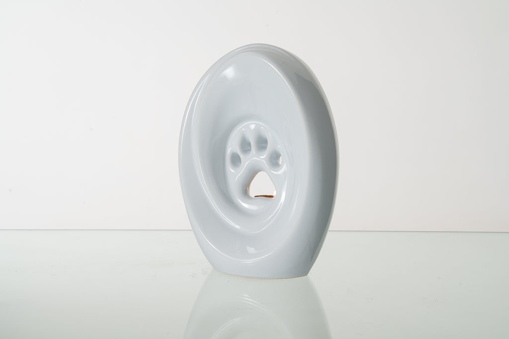 Große Pfote mit Teelicht - Haustier Urne für Asche - Weiß | Keramik | Handgemacht