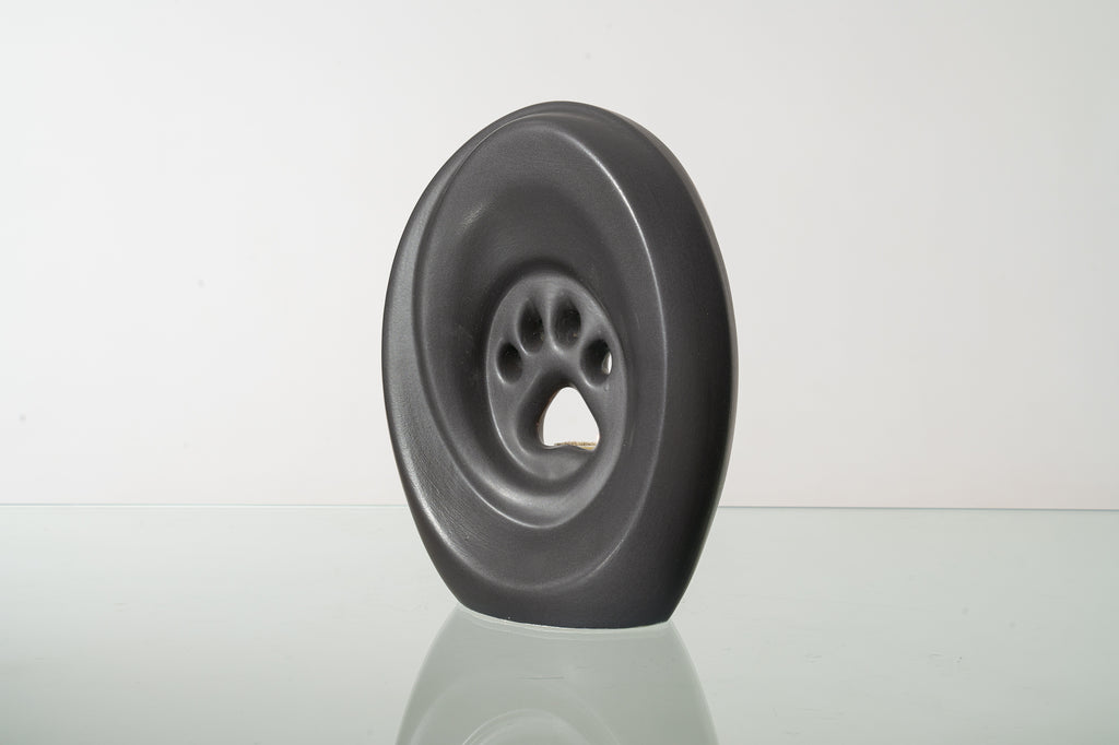 Große Pfote mit Teelicht - Haustier Urne für Asche - Grau Matt | Keramik | Handgemacht