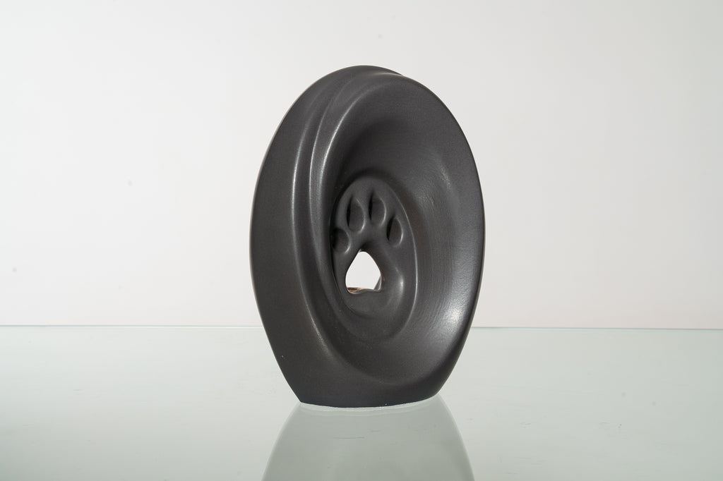 Große Pfote mit Teelicht - Haustier Urne für Asche - Grau Matt | Keramik | Handgemacht