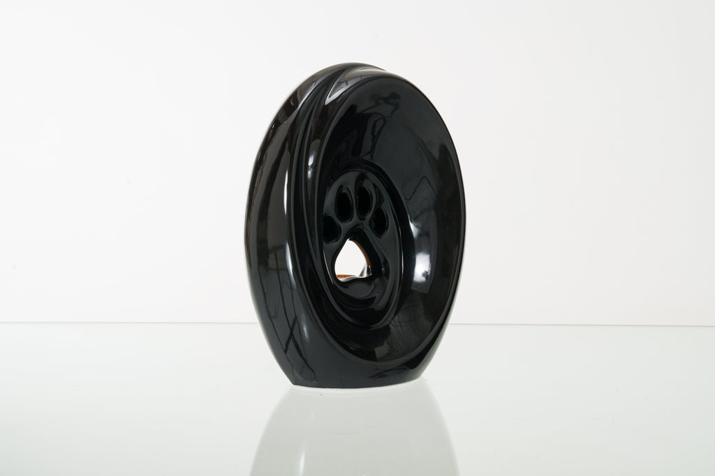 Große Pfote mit Teelicht - Haustier Urne für Asche - Schwarz | Keramik | Handgemacht