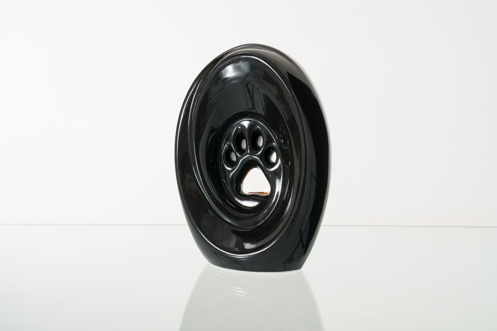 Große Pfote mit Teelicht - Haustier Urne für Asche - Schwarz | Keramik | Handgemacht