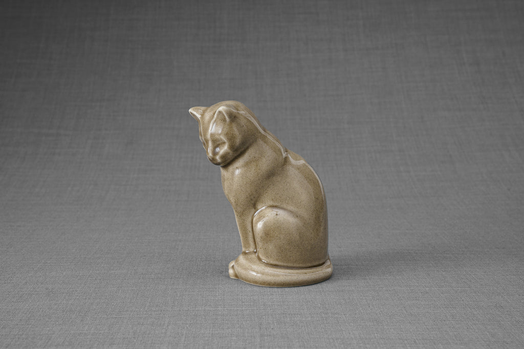 Mini Haustier Urne für Asche - Beige Grau | Keramik | Handgemacht