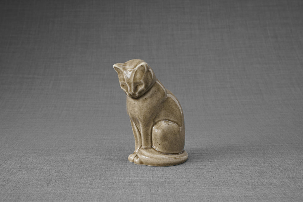 Mini Haustier Urne für Asche - Beige Grau | Keramik | Handgemacht
