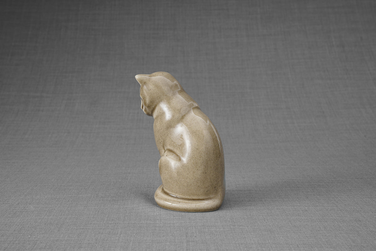 Mini Haustier Urne für Asche - Beige Grau | Keramik | Handgemacht