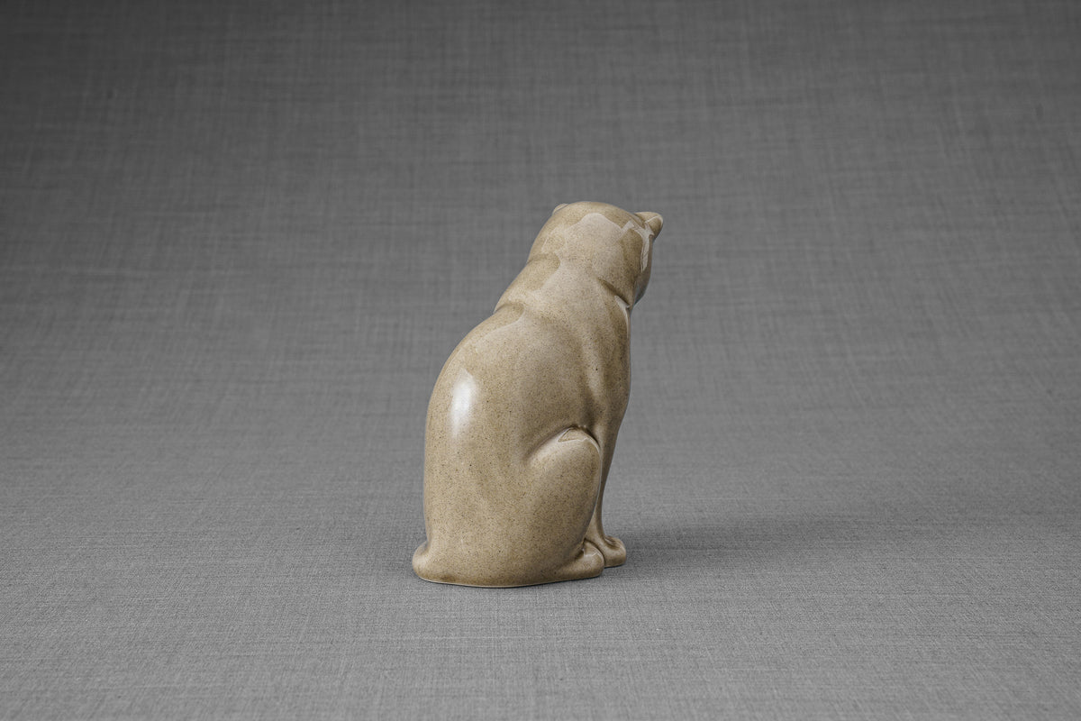 Mini Haustier Urne für Asche - Beige Grau | Keramik | Handgemacht