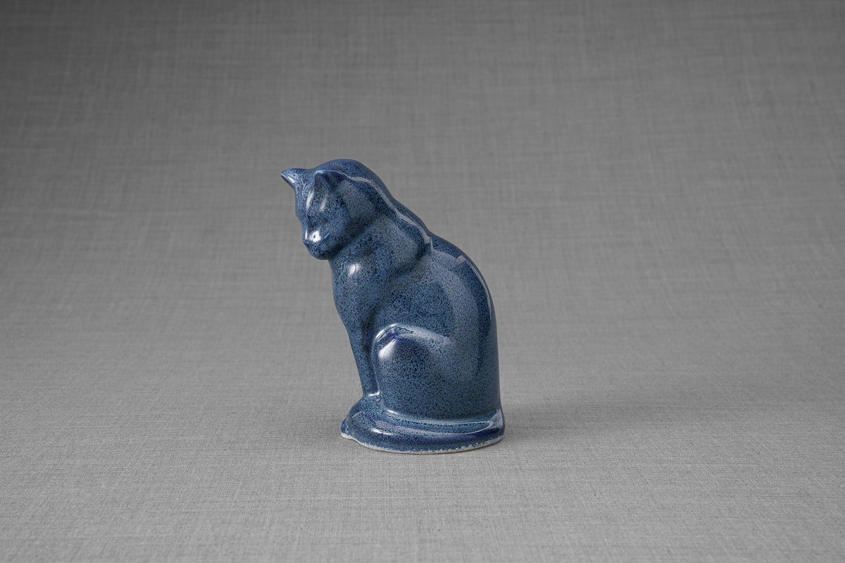 Mini Haustier Urne für Asche - Blau Meliert | Keramik | Handgemacht