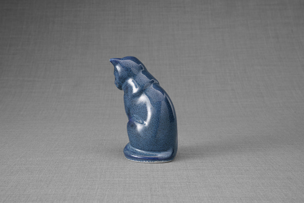 Mini Haustier Urne für Asche - Blau Meliert | Keramik | Handgemacht