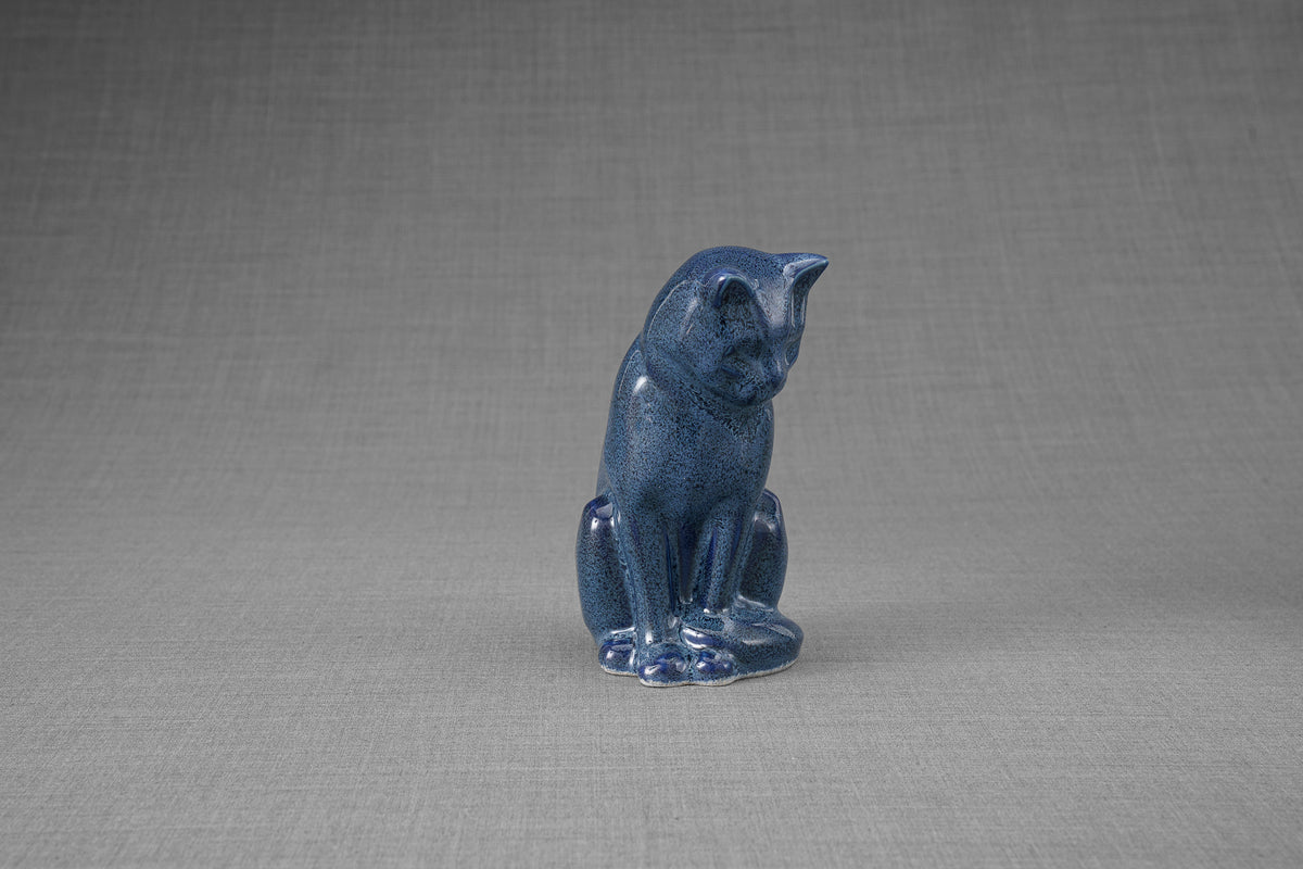 Mini Haustier Urne für Asche - Blau Meliert | Keramik | Handgemacht