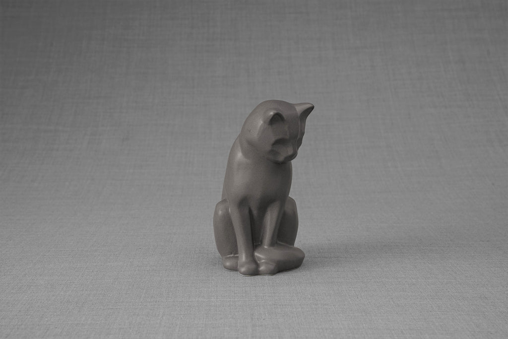 Mini Haustier Urne für Asche - Grau Matt | Keramik | Handgemacht