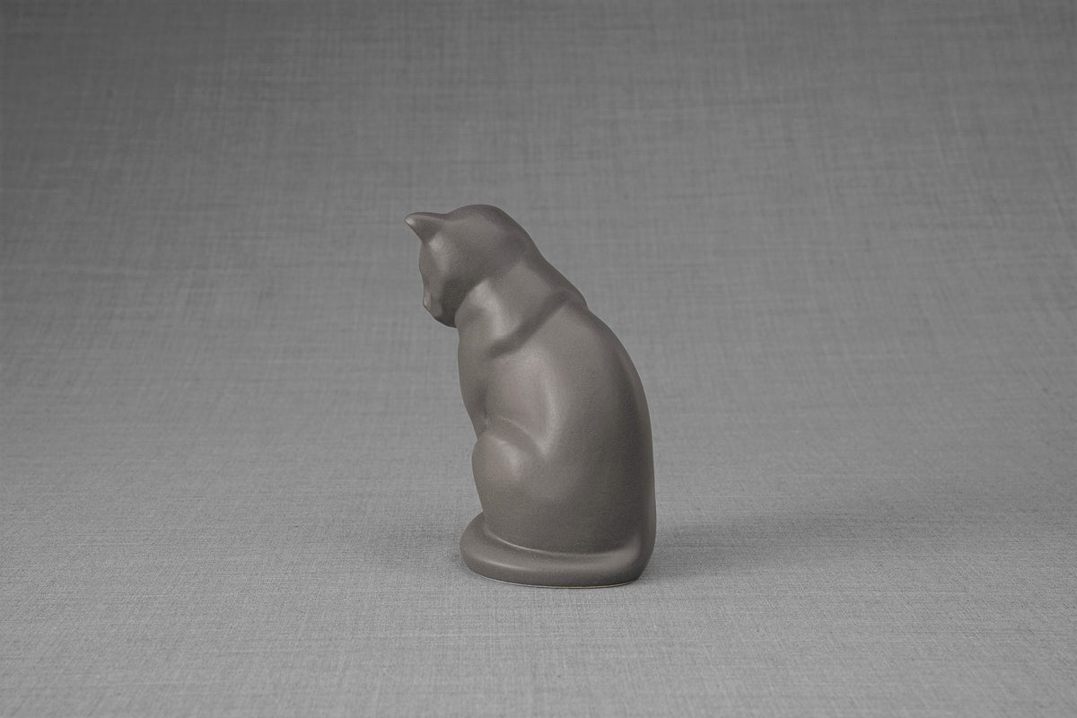 Mini Haustier Urne für Asche - Grau Matt | Keramik | Handgemacht