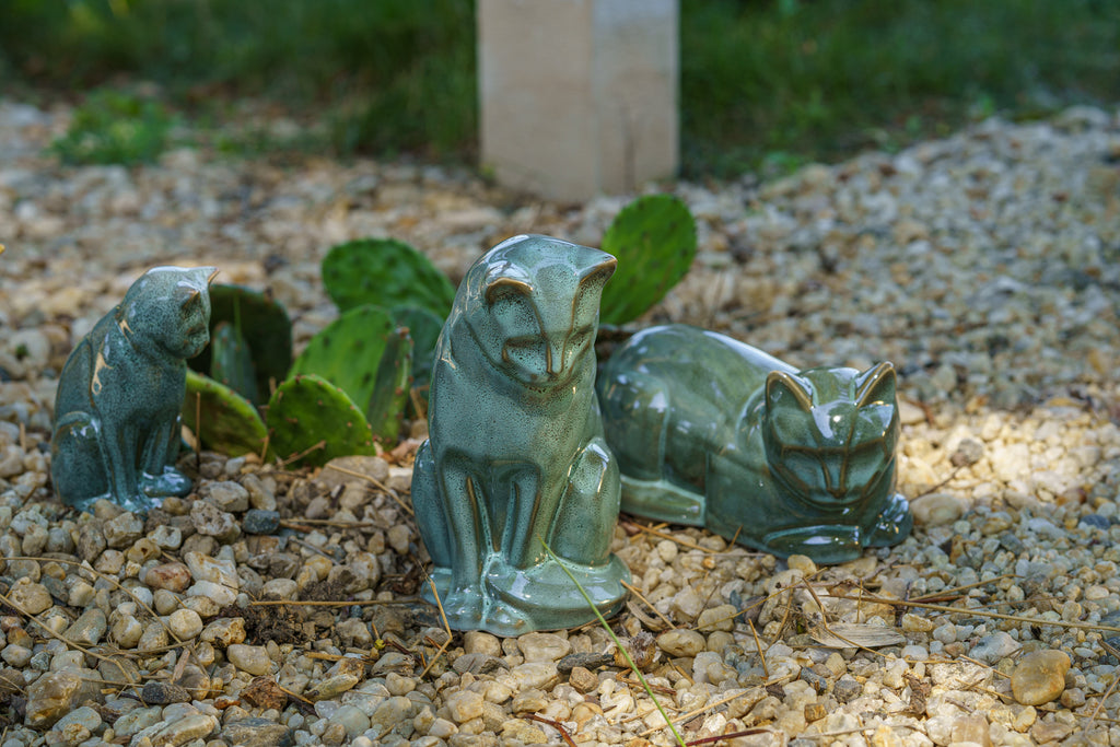 Mini Haustier Urne für Asche - Ölig Grün Melier | Keramik | Handgemacht