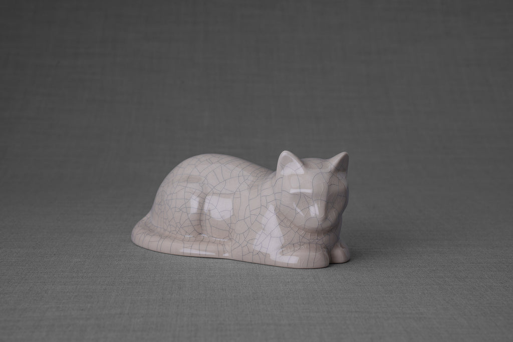 Mini Liegende Katzenurne - Craquelé  Keramik  Handgemacht (1)