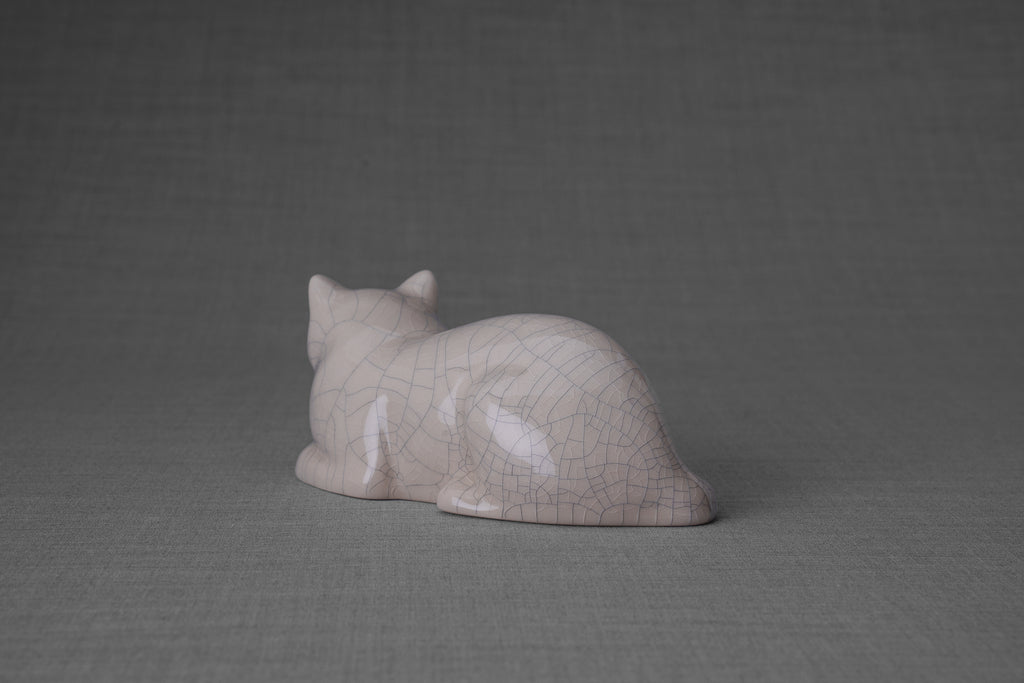 Mini Liegende Katzenurne - Craquelé  Keramik  Handgemacht 