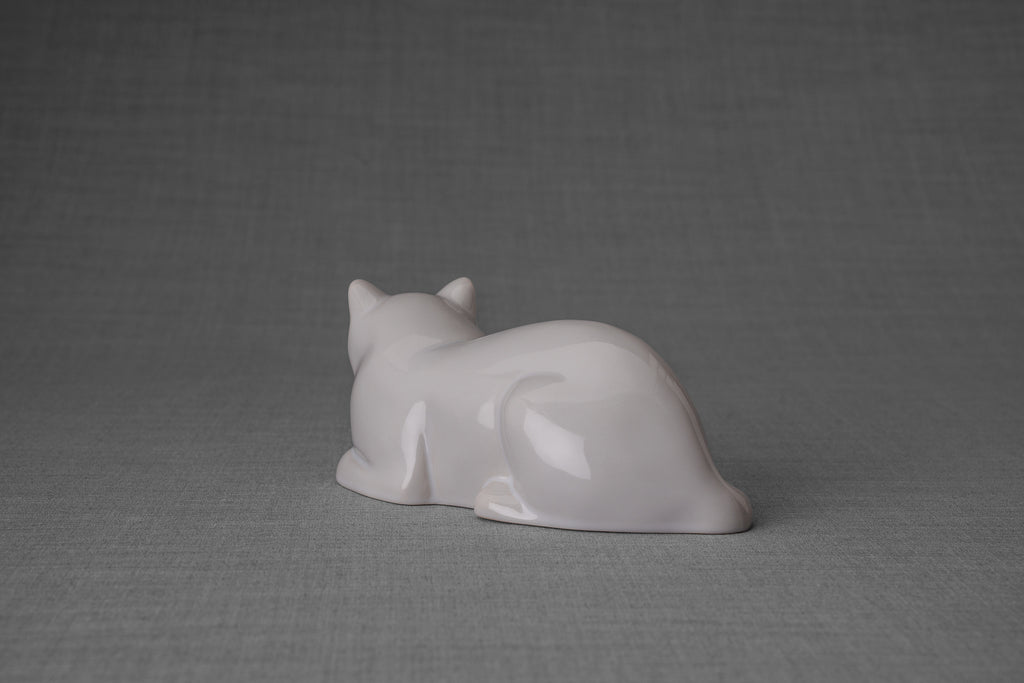 Mini Liegende Katzenurne - Weiß | Keramik | Handgemacht