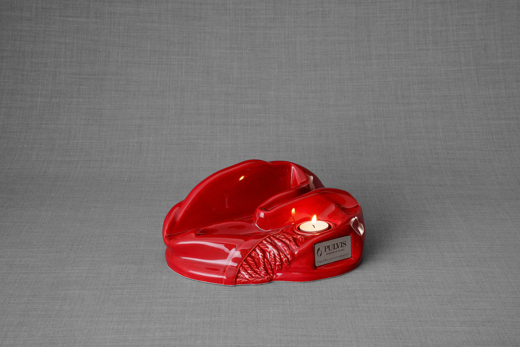 rne „Cozy“ – Glänzendes Rot | Urne mit Bilderrahmen aus Keramik