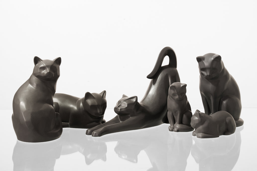 Tierurne Katze "Felix" - Grau Matt | Keramik Tierurne

