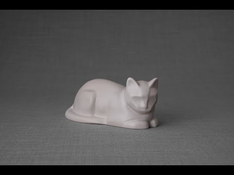 Mini Liegende Katzenurne - Weiß | Keramik | Handgemacht