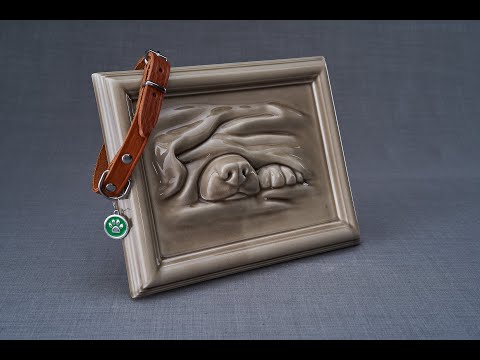 Hundeurne – Porträt – Haustierurne für Asche - Beige Grau | Keramik