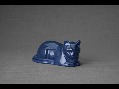 Mini Liegende Katzenurne - Dunkel Matt | Keramik | Handgemacht